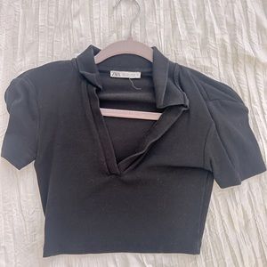 Zara cropped collared shirt